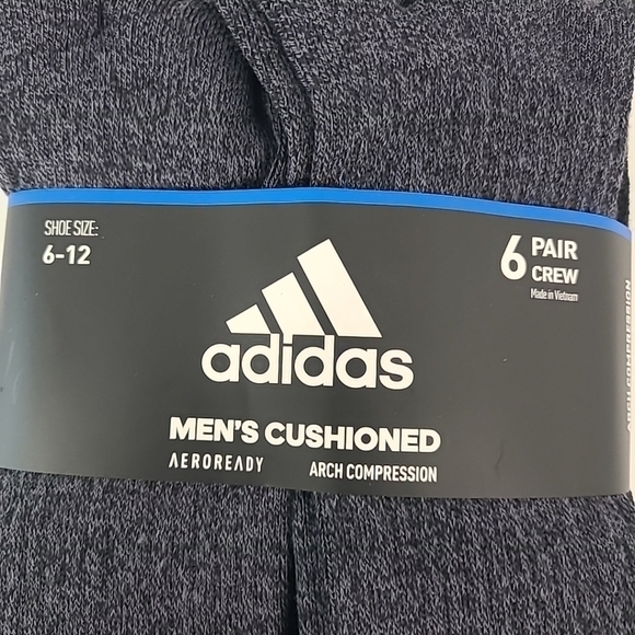 Adidas Men's Cushioned Crew Socks Arch Compression Secure Fit 6-Pair Sz 6-12 - Picture 2 of 5
